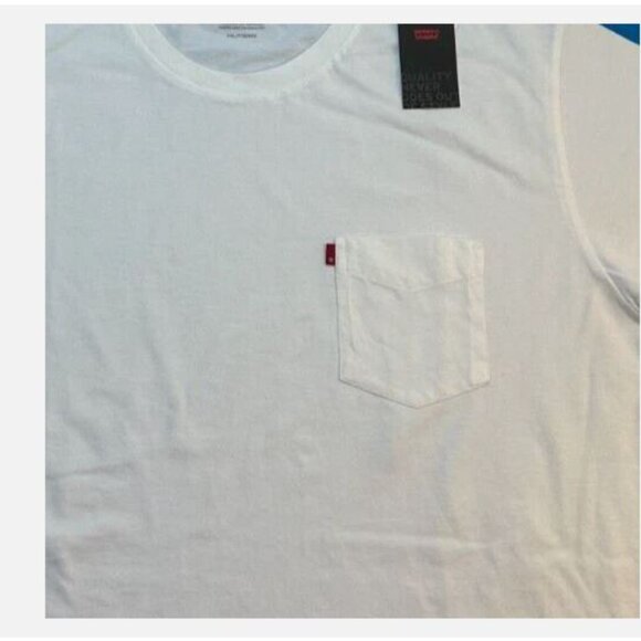 Levi's 100% Cotton T-Shirt Tee Men's Size XXL Chest Pocket Crew Neck White New - Picture 10 of 10